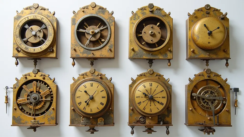 Clock movement photographed before disassembly