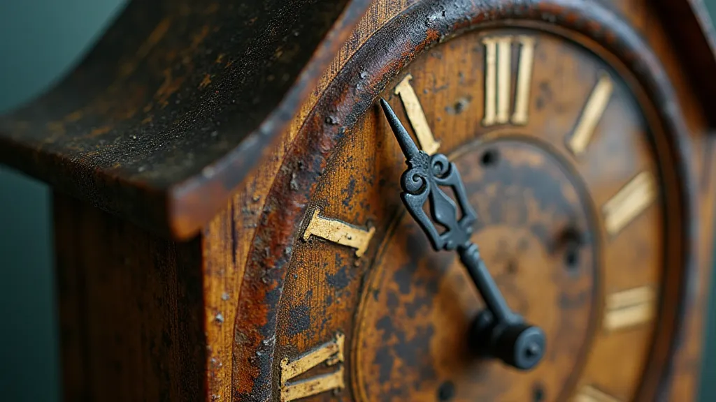 Damaged antique clock pendulum