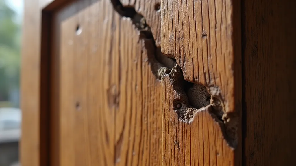 Deep crack in antique clock case