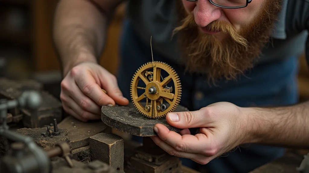 Craftsman measuring a clock gear with a precision tool