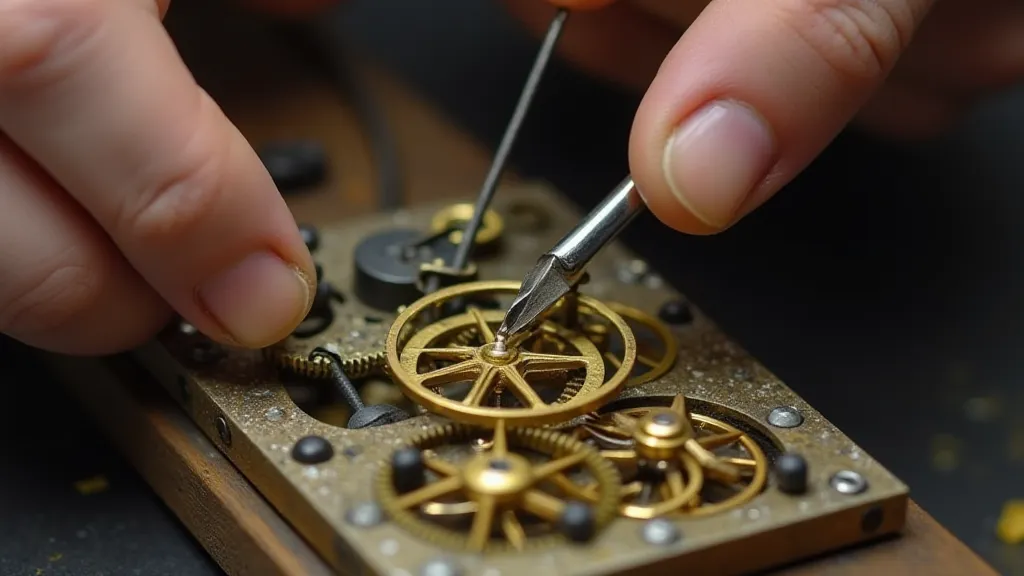 Craftsman soldering a piece onto a clock gear