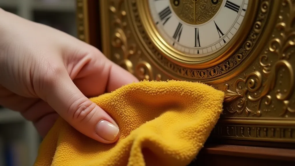Cleaning a gilded clock detail