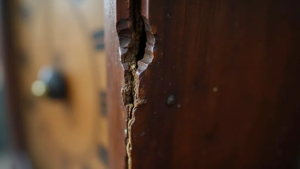 Hairline crack on antique clock case