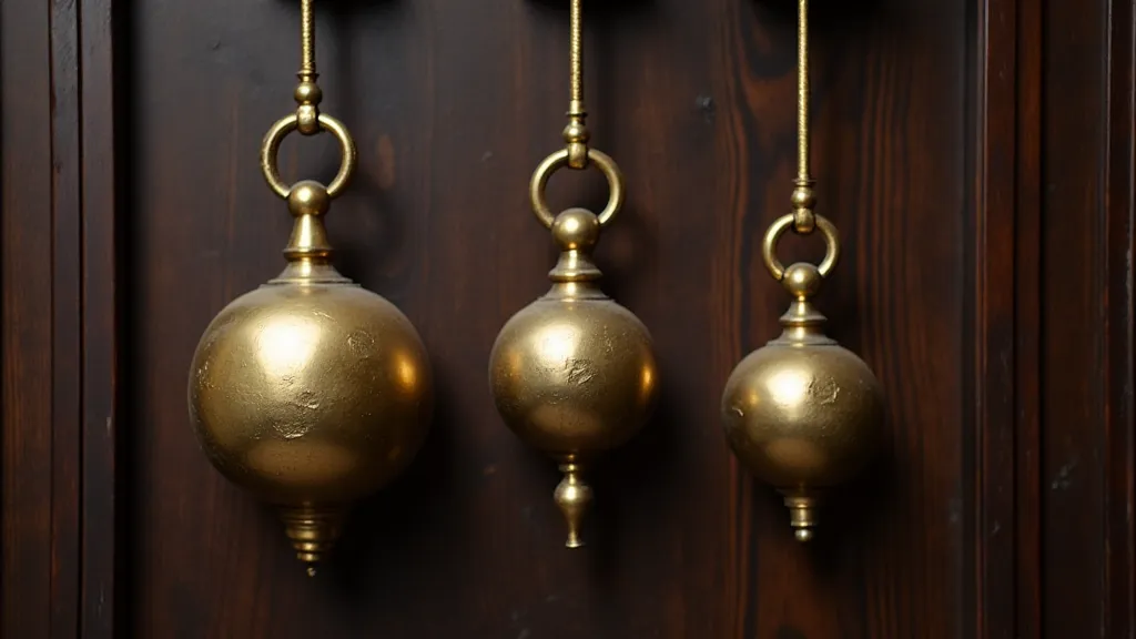 Antique brass suspension clock weights